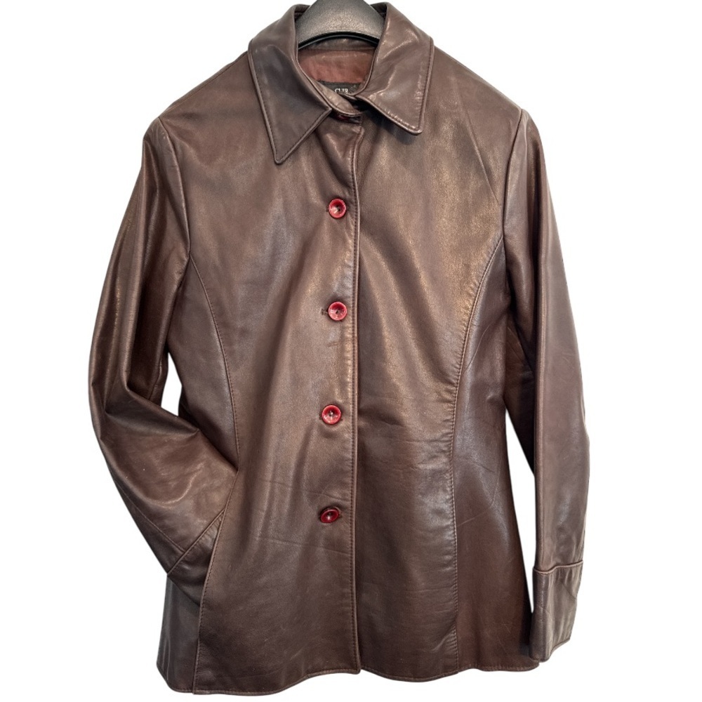 🟠 Cuir Zebra 100% Leather Brown Vintage Jacket Size Small